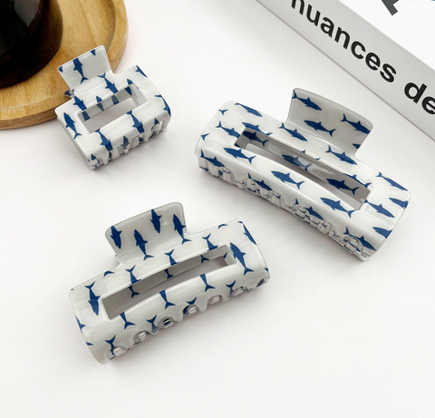 Fish Print Simple Hair Claw Clip - Size Options