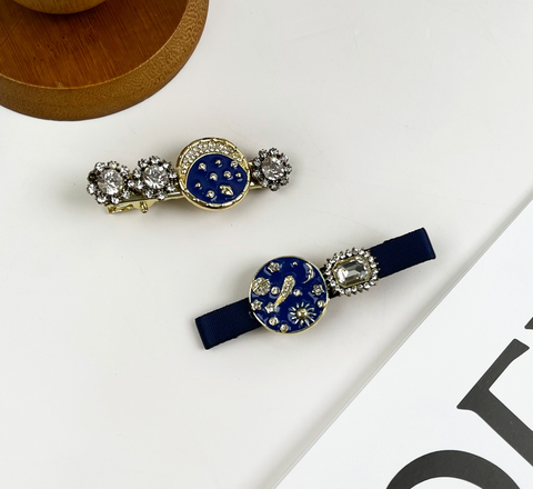 Starry Sky Blue Shiny Rhinestone Duckbill Clip