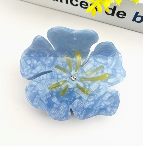 Blue Flower Hair Claw Clip