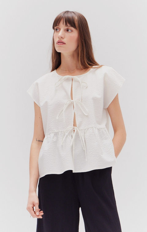 Overfit Tie Front Top- Color Options