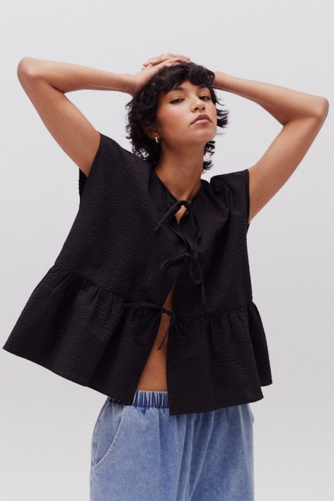 Overfit Tie Front Top- Color Options