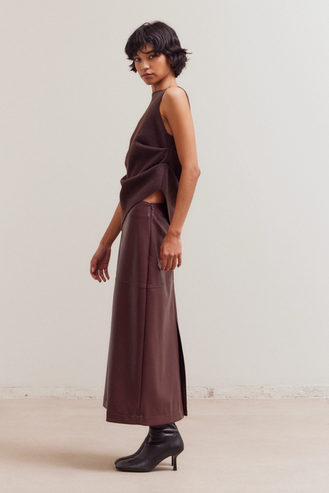 Asymmetrical Side Shirring  Knit Tank Top