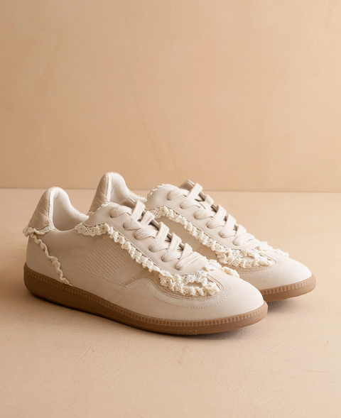 The April | Cream Lace-Trimmed Retro Sneaker