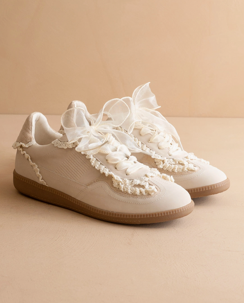 The April | Cream Lace-Trimmed Retro Sneaker