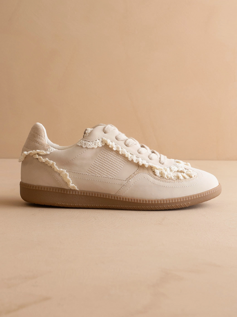 The April | Cream Lace-Trimmed Retro Sneaker