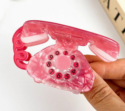Pink Phone Hair Claw Clip