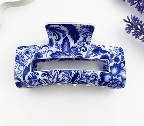 Floral Blue Design Claw Clip- options