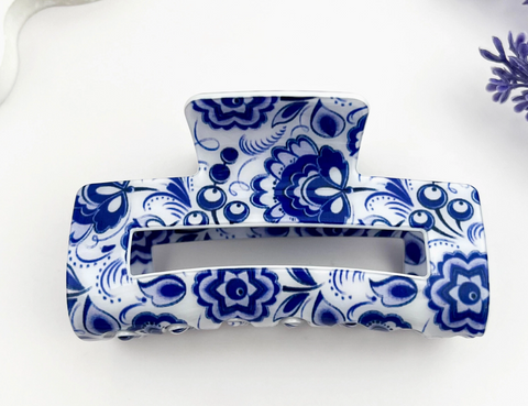Floral Blue Design Claw Clip- options