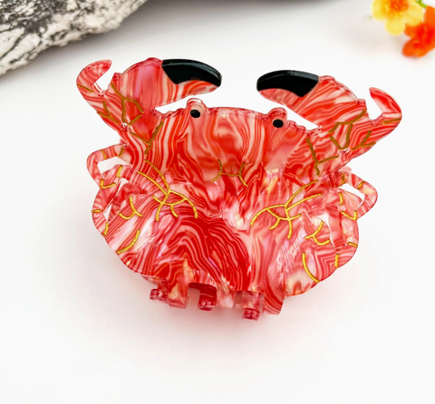 Marbled Red Crab Hair Claw Clip