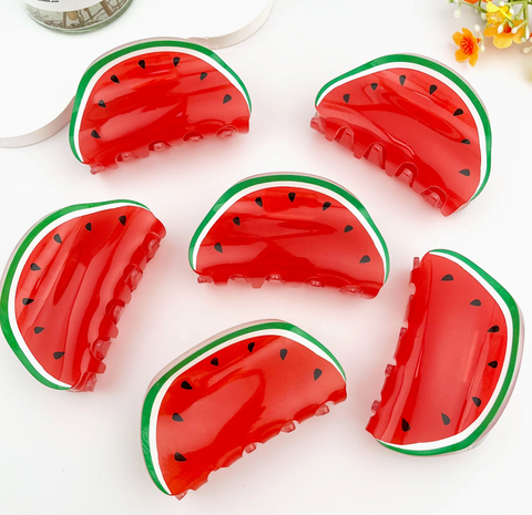 Juicy Red Watermelon Fruit Hair Claw Clip