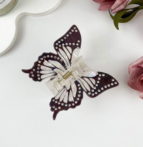 Black and White Diamond Hair Claw Clip