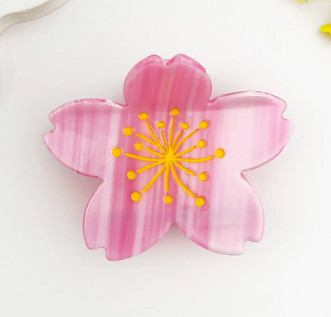 Pink Flower Hair Claw Clip