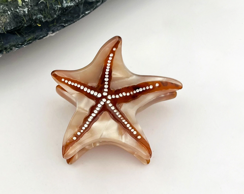 Small Brown Starfish Hair Claw Clip