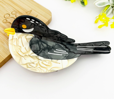 Magpie Bird Hair Claw Clip