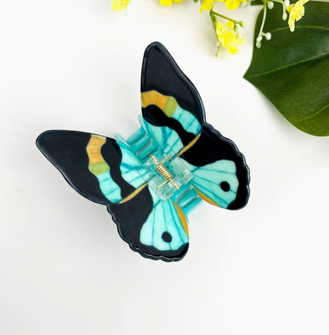 Turquoise Spotted Butterfly Hair Claw Clip