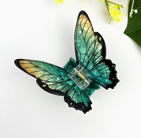 Green/Yellow Butterfly Hair Claw Clip