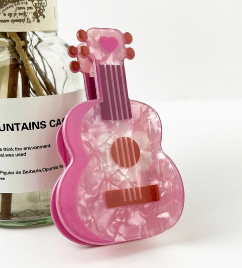 Pink Pony Guitar Hair Claw Clip