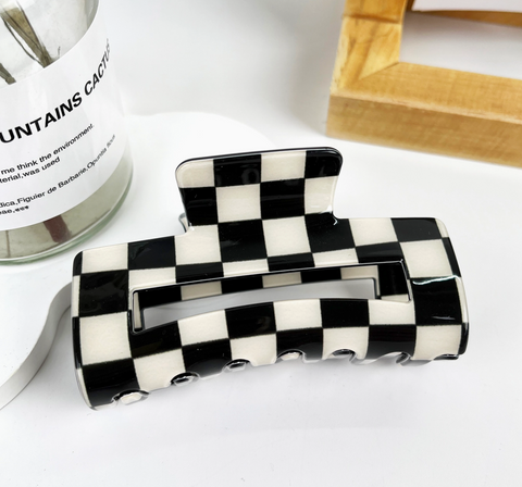 Checkered Hair Claw Clip- Options