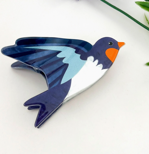 Blue Bird Hair Claw Clip