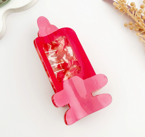 Pink Syringe Hair Claw Clip