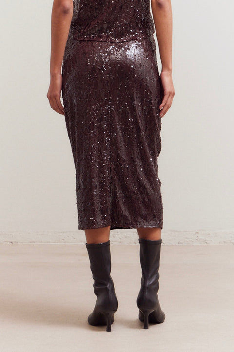 Slit Sequin Pencil Skirt