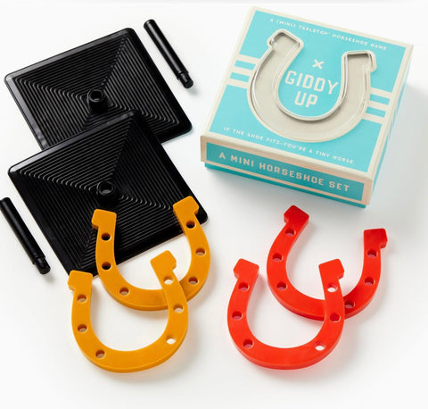Coffee Table Games- Giddy Up Tabletop Horseshoes Game