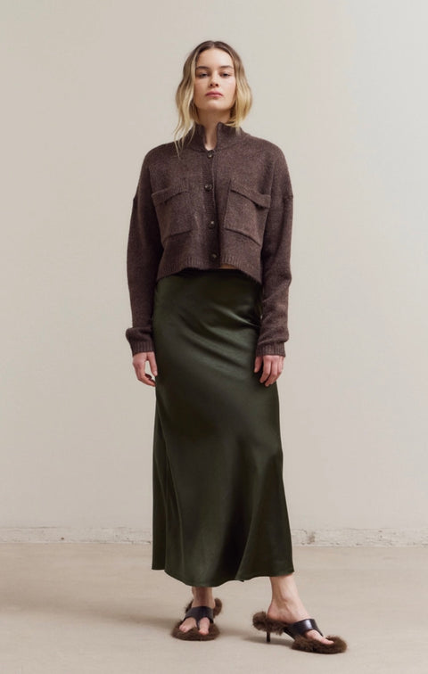 High Collar Cropped Knit Cardigan- Color Options