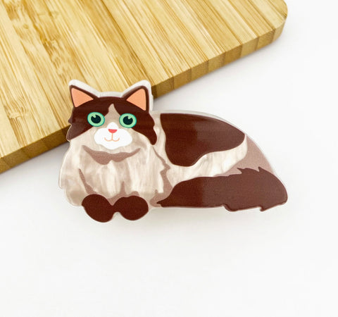 Brown Cat Hair Claw Clip