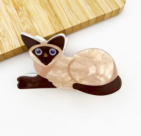 Siamese Brown Cat Hair Claw Clip