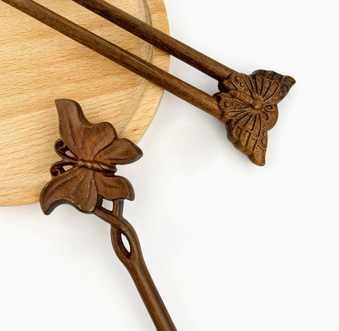 Butterfly Wooden Hair Pin/Stick  -Options