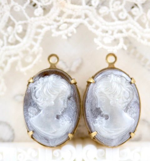 Transparent Grey Cameo Charm