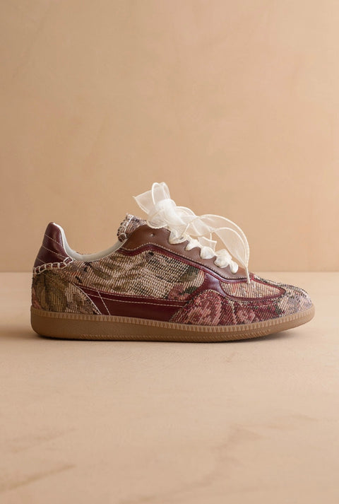 The Dalia | Mauve Tapestry Lace Up Sneaker