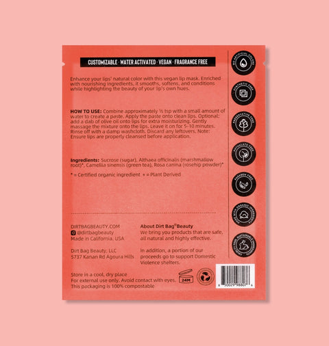 Dirt Bag Beauty Natural Face Mask- Pucker Up