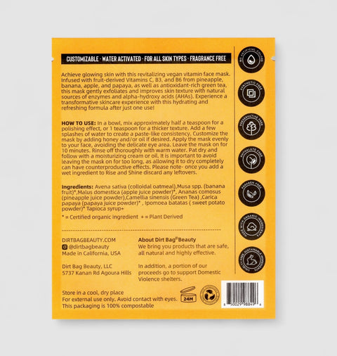 Dirt Bag Beauty Natural Face Mask- Rise n' Shine