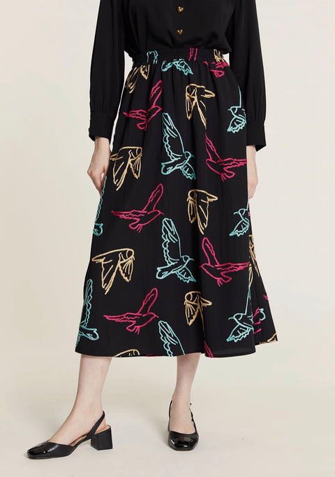 Colorful Bird Embroidery Skirt