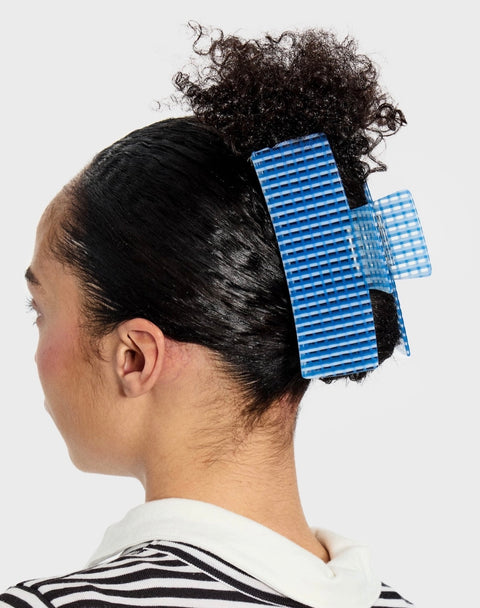 Jumbo Box Claw in Blue Lattice