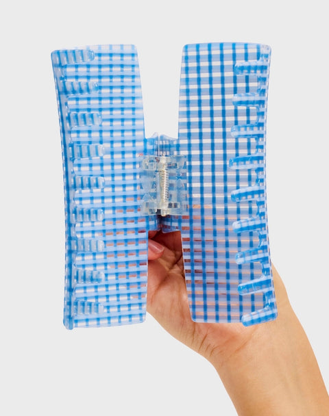 Jumbo Box Claw in Blue Lattice