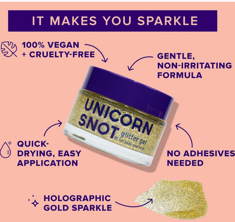 Unicorn Snot Original Glitter Gel | Bling-Gold | Body Glitter | Shimmer