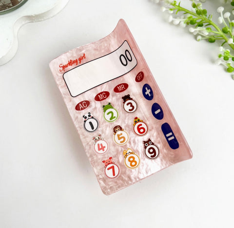 Pink Calculator Hair Claw Clip