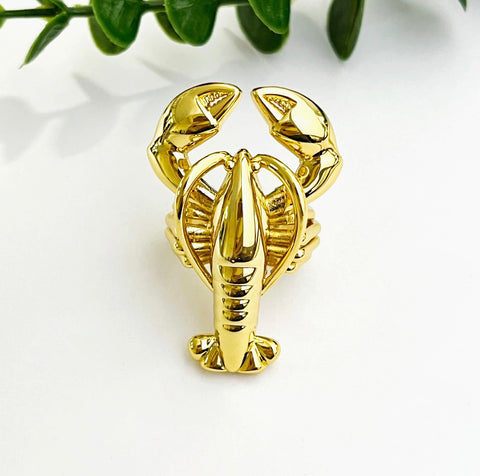 Gold Lobster Statement Ring