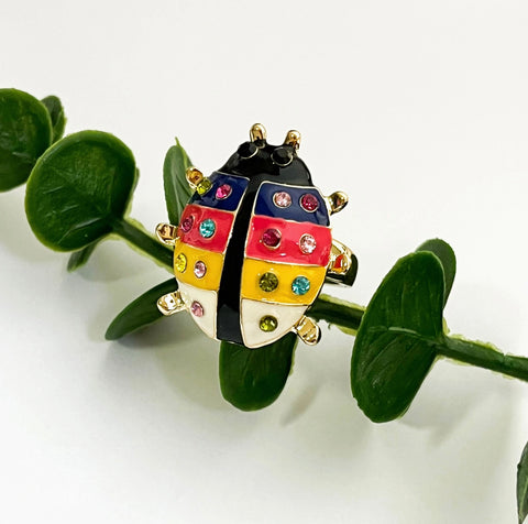 Rhinestone Insect Beetle Statement Ring