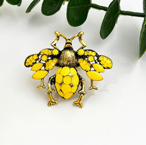Yellow Gemstone Insect Beetle Statement Ring