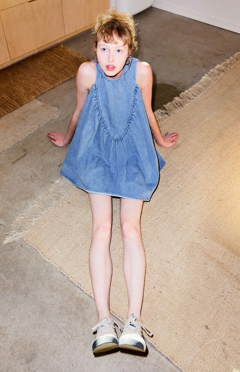 Sleeveless  Denim Mini BabyDoll Dress