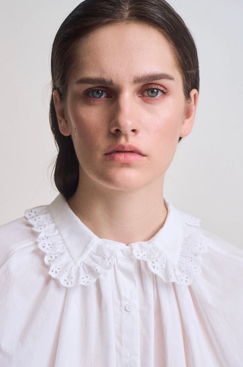 Eyelet Lace Collar Button-up Shirt