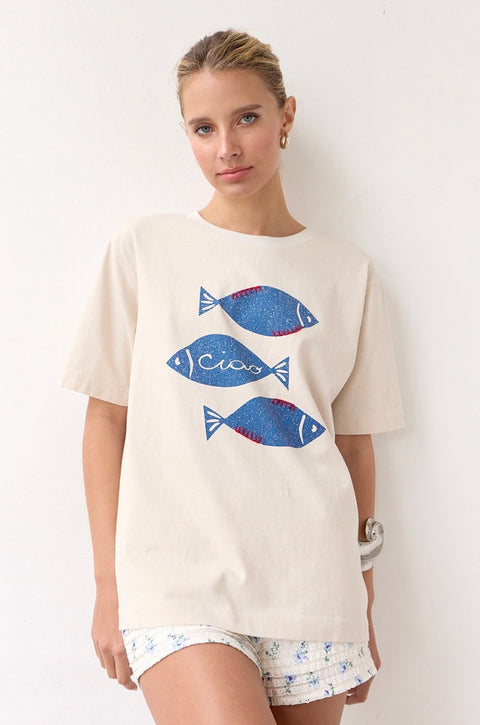 Fish Graphic Tee with Stitch