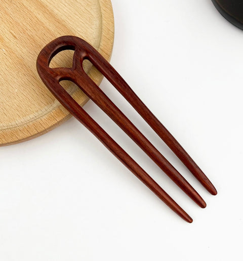 Three Prong Sandalwood Hair Pin-Options