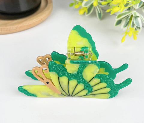 Green Butterfly Hair Claw Clip