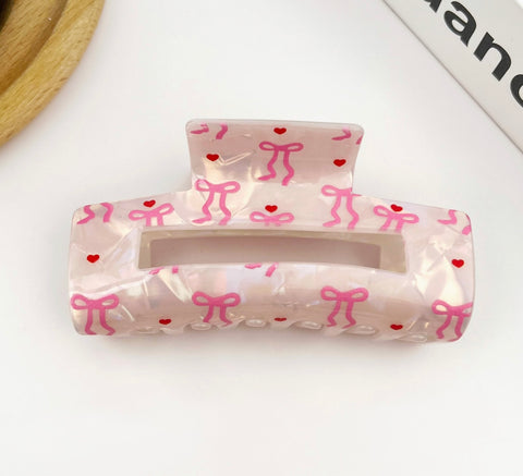 Simple Bow Pink Hair Claw Clip