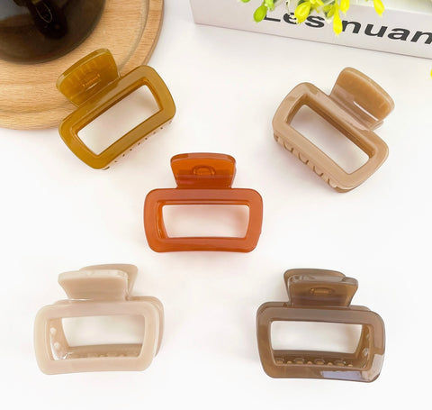 Square Jelly Simple Claw Clips- Color Options