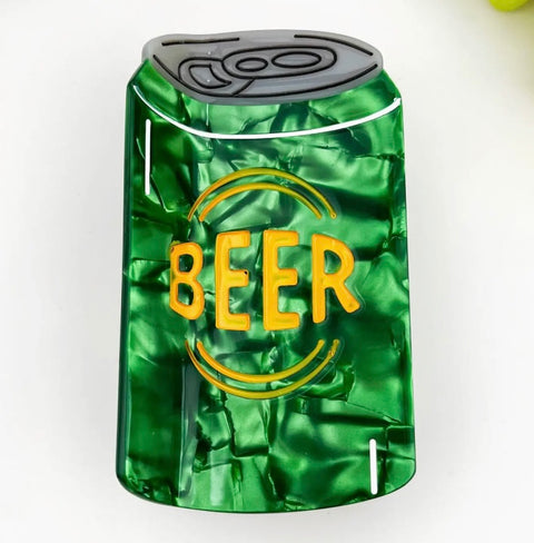 Green Beer Can Hair Claw Clip